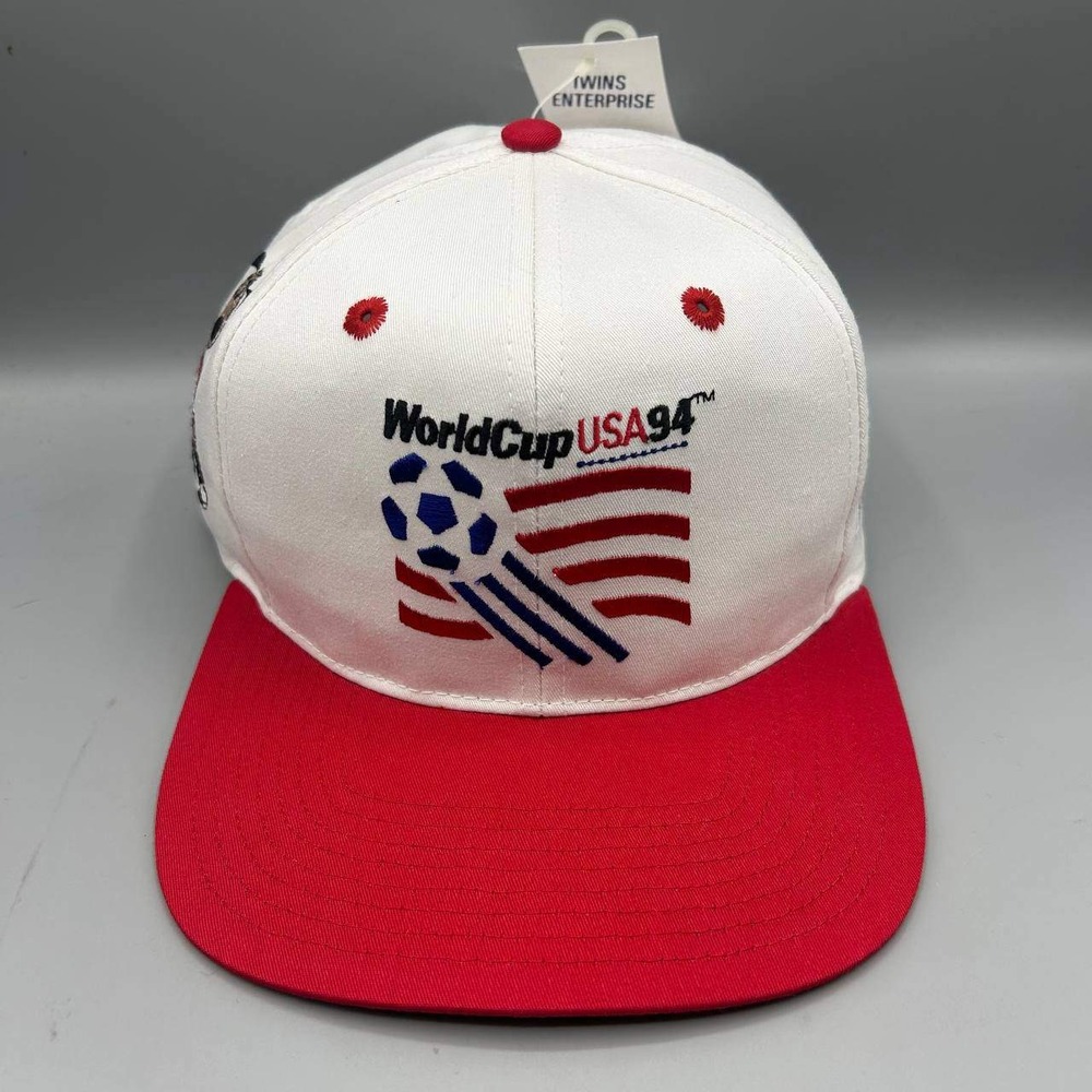 Vintage World Cup USA Soccer Hat Men White Twins Enterprise Snap Back Cap New